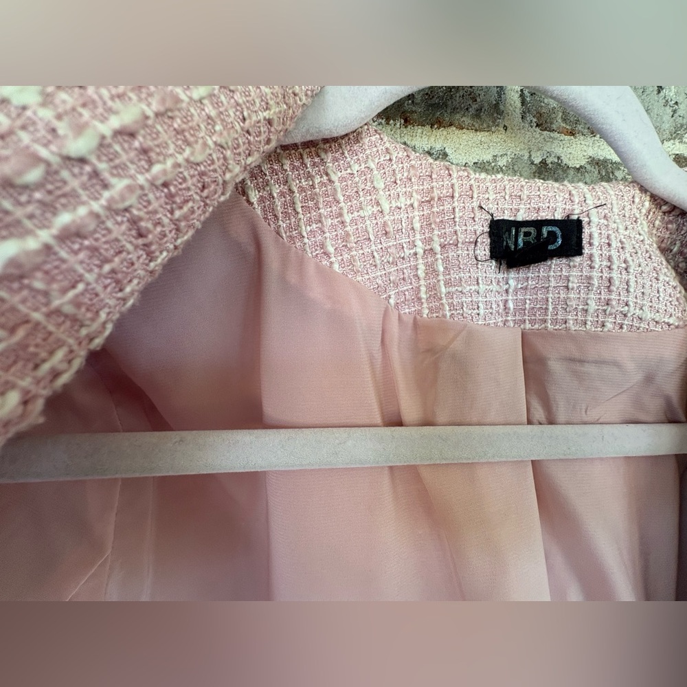 Revolve NBD Elegant Pink Tweed Women's Coat Dress - Picture 12 of 16